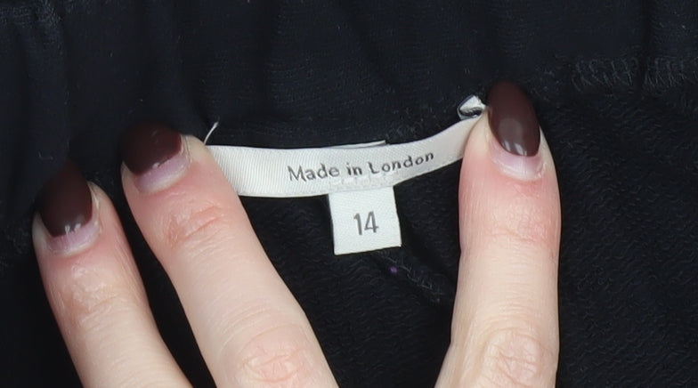 Forgotten Tribes Women's Black Cotton Relaxed Tapered Trousers Size 14