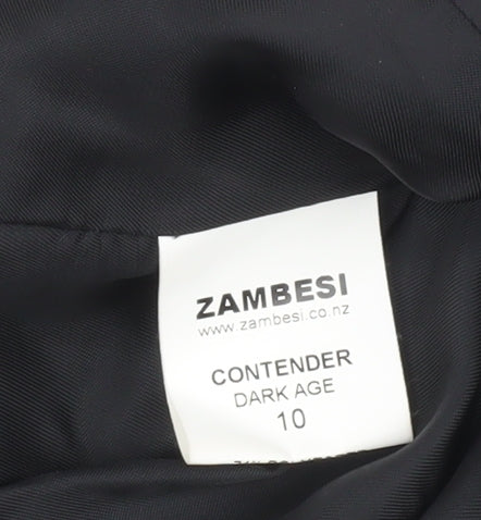 Zambesi Womens Black Quilted Biker Jacket Size 10 Lined Zip Detail