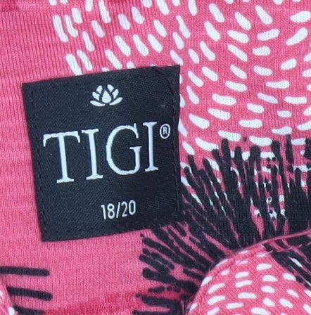 TIGI Women Pink Geometric 3/4 Sleeve Tunic Blouse Size 18