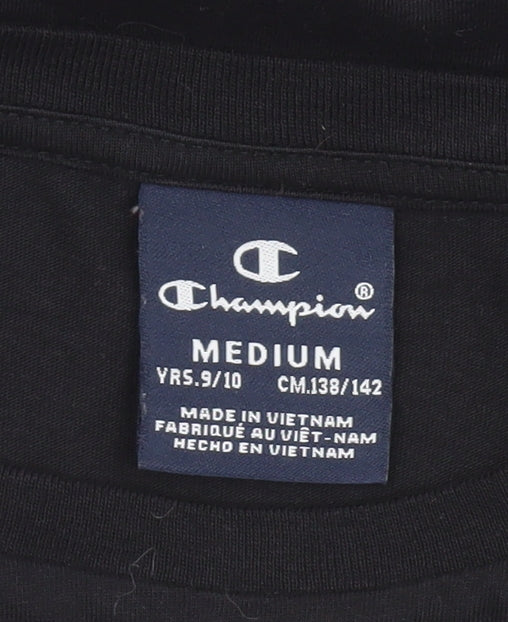 Champion Boys Black Long Sleeve Crew Neck T-Shirt Size 9-10 Years