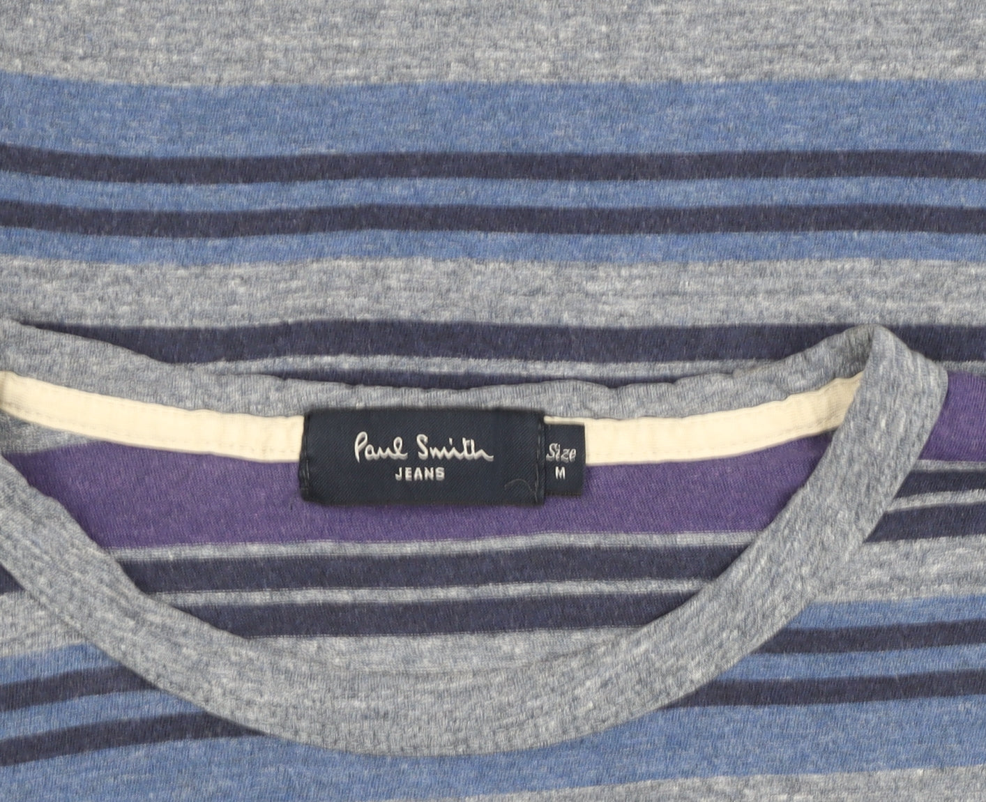 Paul Smith Jeans Men's Grey Blue Striped Crew Neck T-Shirt M
