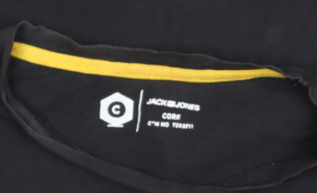 Jack & Jones Men’s Black Graphic Crew Neck Cotton T-Shirt Size L