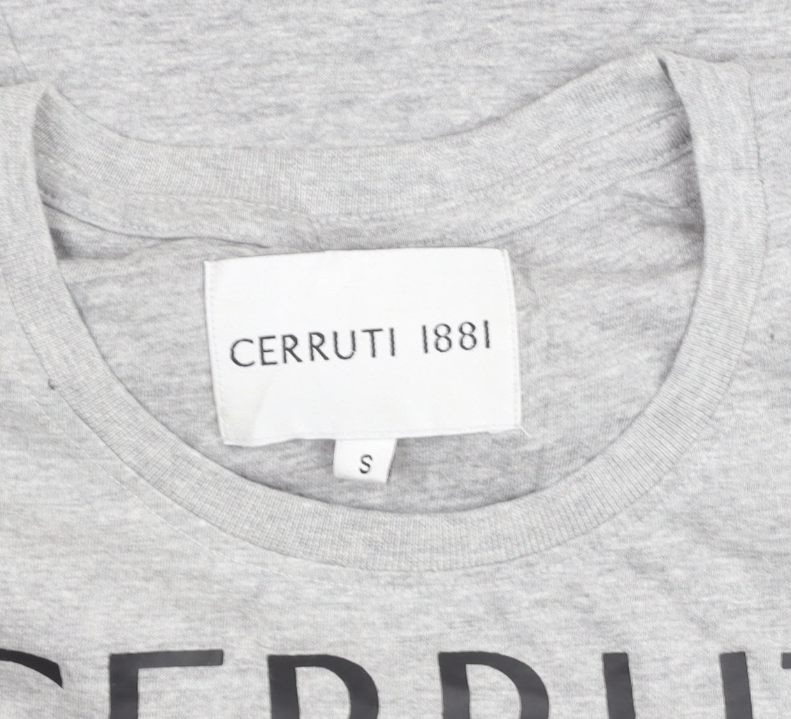 Cerruti 1881 Men’s Grey Logo Crew Neck Cotton T-Shirt Size S