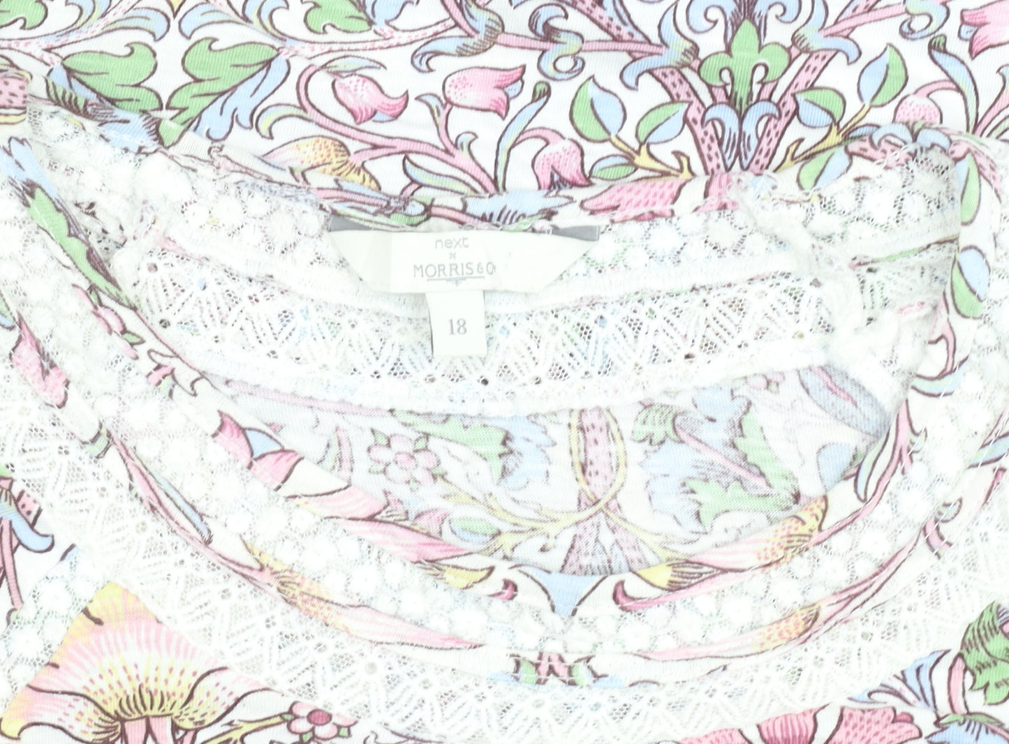 Next x Morris & Co Women's Multicoloured Floral Cotton T-Shirt Size 18