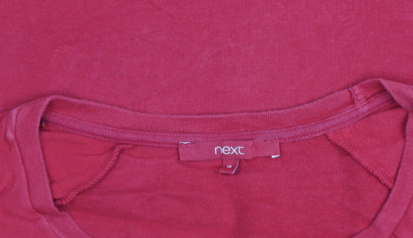Next Women's Red Cotton Long Sleeve Heart T-Shirt Size 16