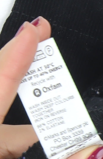 Marks and Spencer Womens Black Corduroy Stretch Trousers Size 16