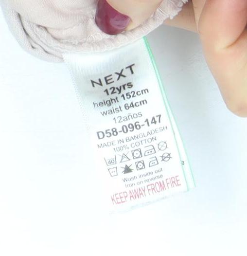 Next Girls Beige Corduroy Button-Up Shirt 12 Years 100% Cotton