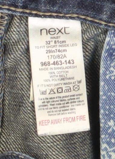 Next Men's Blue Straight Jeans 32W 31L Mid Wash Cotton Casual Denim