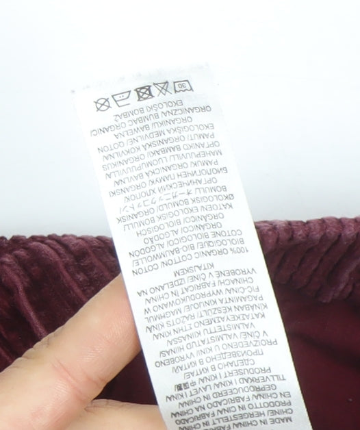 Seasalt Cornwall Womens Red Corduroy Wide-Leg Trousers Size 14