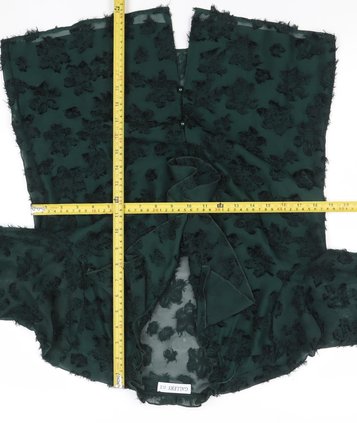 Gallery Women’s Green Floral Ruffle Chiffon Blouse Size 10