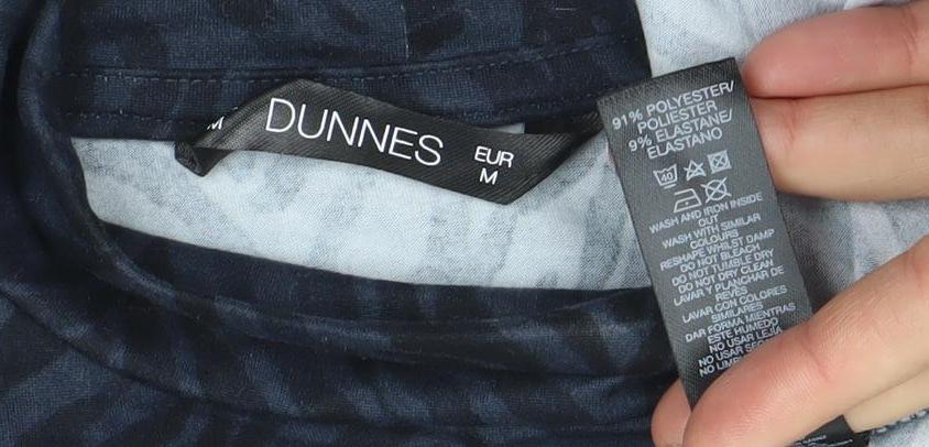 Dunnes Women Blue Animal Print Roll Neck Long Sleeve Jersey Top M