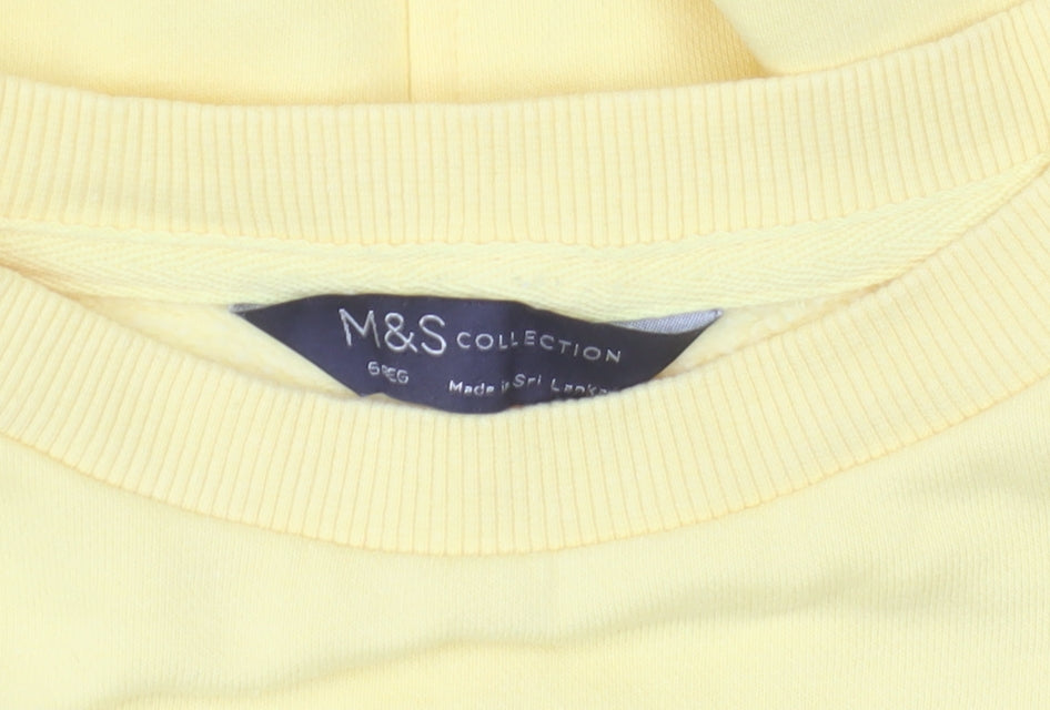 Marks and Spencer Women Yellow Crew Neck Long Sleeve Pullover Sweatshirt Size 6
