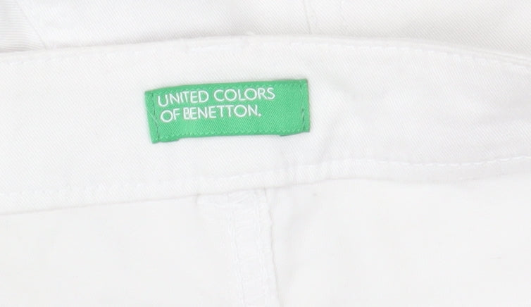 United Colors of Benetton Women White Size 10 Cropped Cotton Trousers