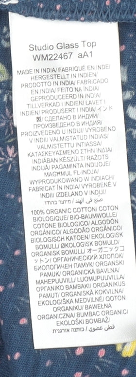 Seasalt Cornwall Women's Blue Floral Organic Cotton Blouse UK 16