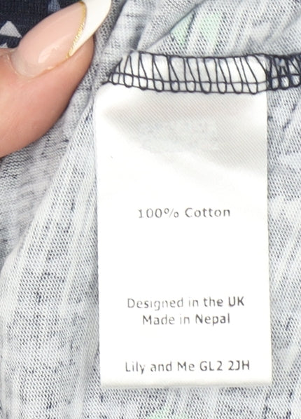 Lily Originals Women's Blue Geometric Cotton Tunic Top Size 18