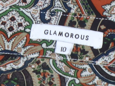 Glamorous Womens Multicoloured Paisley Button-Up Tunic Shirt Size 10