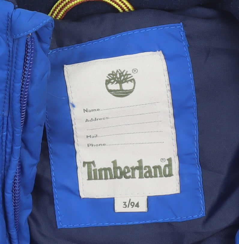 Timberland Boys Blue Puffer Gilet Waistcoat 3 Years Polyester Zip Padded