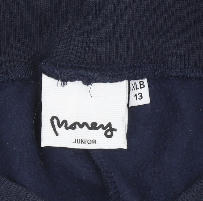 Money Boys Blue Jogger Trousers 13 Years Elastic Waist Fleece Lined