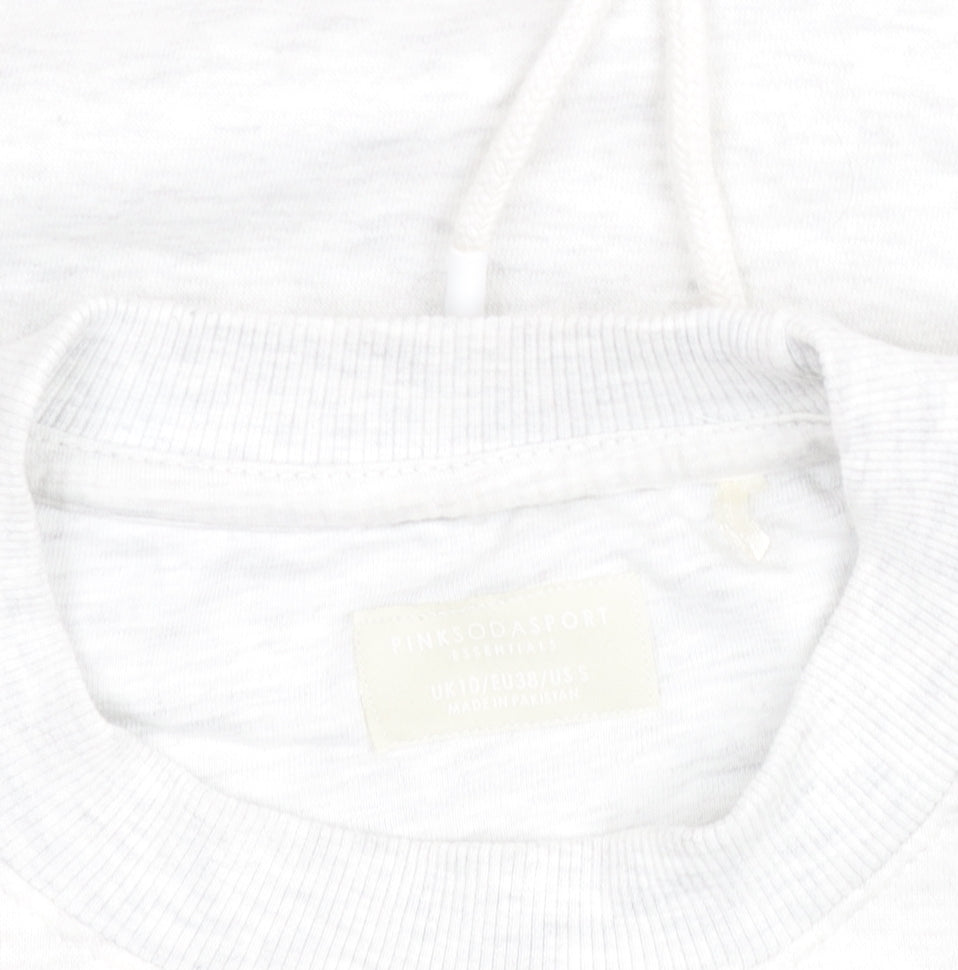 Pink Soda Sport Womens White Cropped Pullover Sweatshirt UK 10