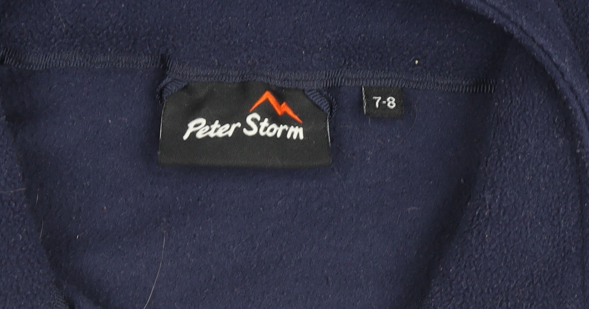 Peter Storm Boys Navy Full Zip Fleece Hoodie 7-8 Years Lightweight Warm