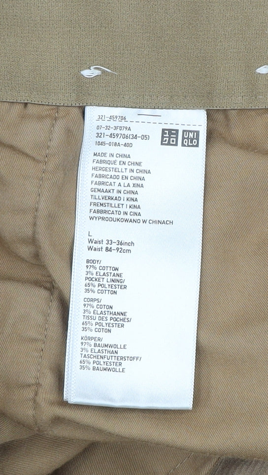 Uniqlo Men's Beige Corduroy Chino Trousers L 33in Regular Fit