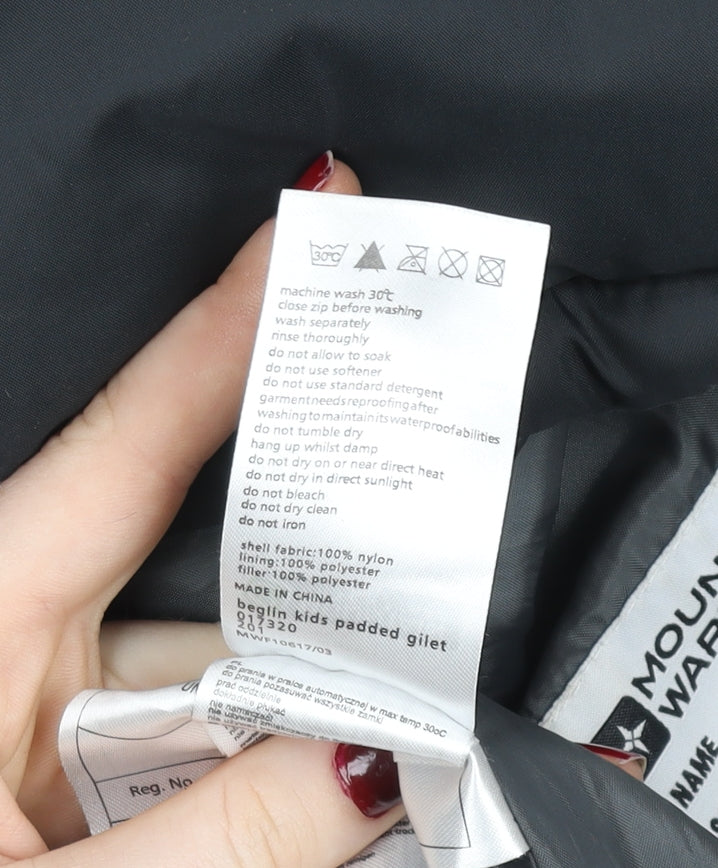 Mountain Essentials Girls Black Puffer Gilet Hooded 13 Years Nylon