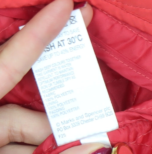 Marks and Spencer Womens Red Quilted Mid-Length Jacket UK 12