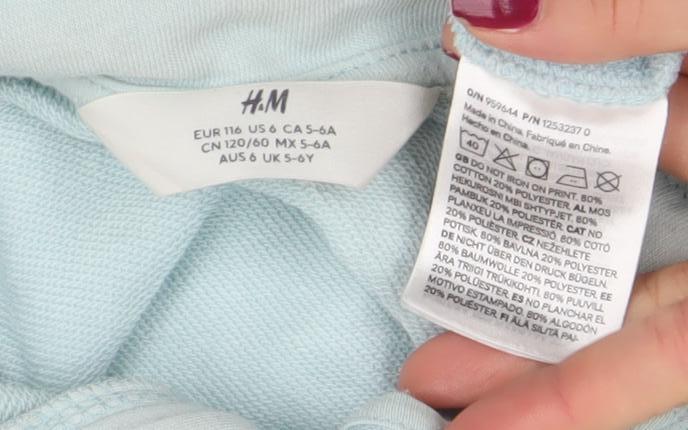 H&M Boys Blue 5-6 Years 1/2 Zip Fleece Sweatshirt Pullover Top