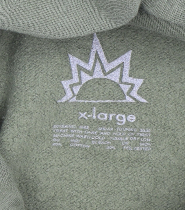 Fike Men’s Green Full Zip Graphic Hoodie XL Cotton Blend