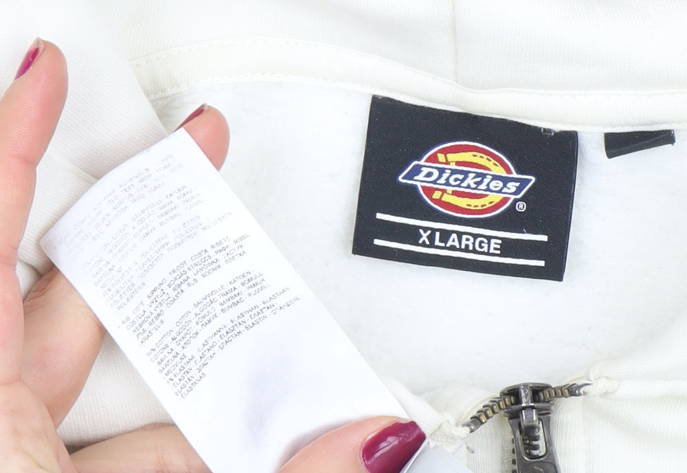 Dickies Men's Ivory Full Zip Hoodie XL Heavyweight Fleece