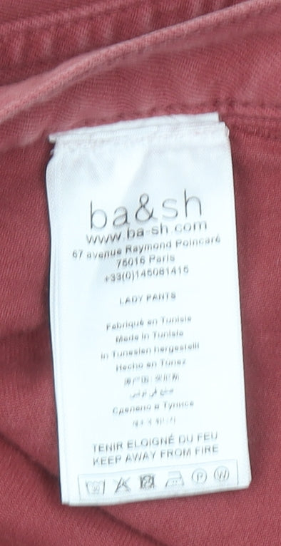 ba&sh Womens Red Straight Jeans XS Regular Mid Rise Cotton