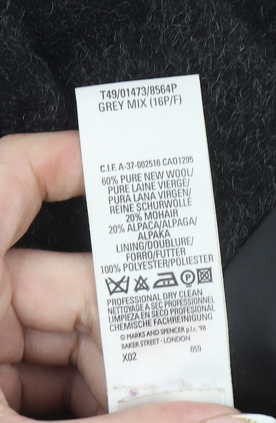 Marks and Spencer Women’s Grey Wool Blend Petite Overcoat Size 16