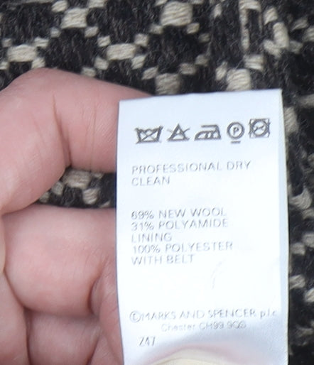 Marks and Spencer Women’s Brown Wool Blend Belted Pea Coat UK 16