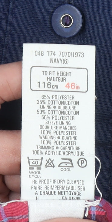 Marks and Spencer Girls Blue Hooded Rain Coat Age 6 Lined Vintage Style