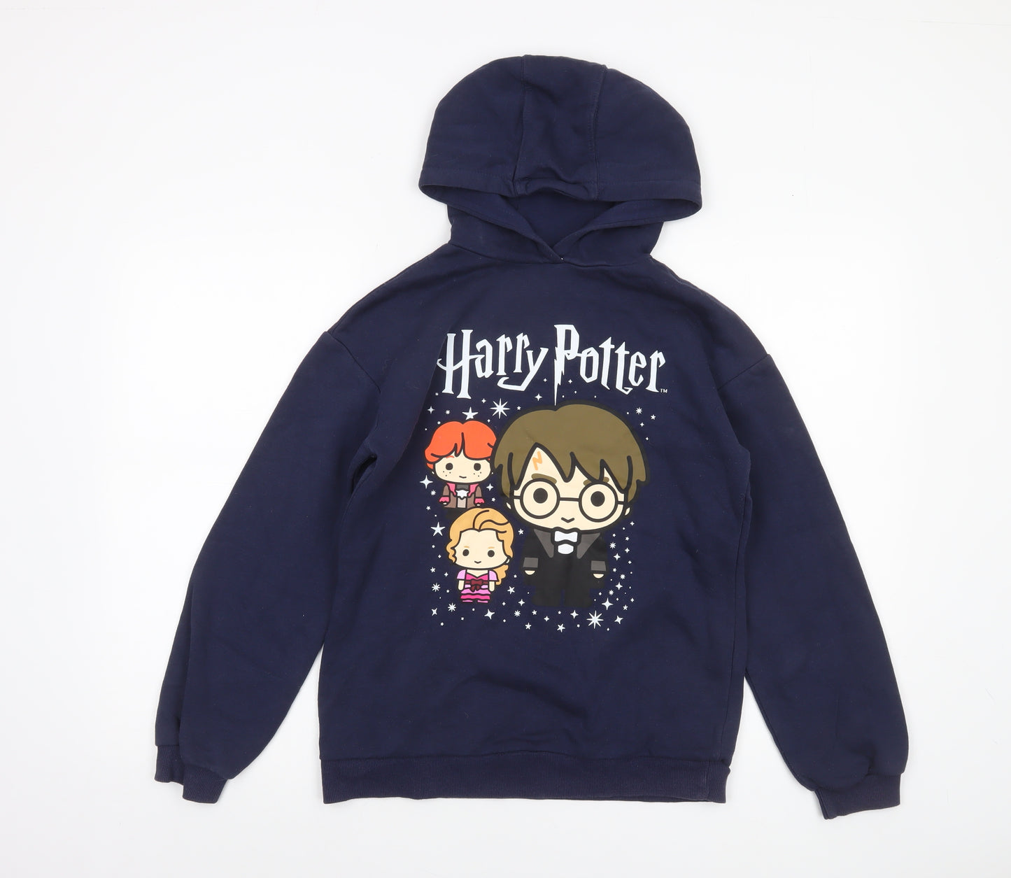 Harry Potter Boys Navy Hoodie 13-14 Years Pullover Graphic Print Cotton Blend
