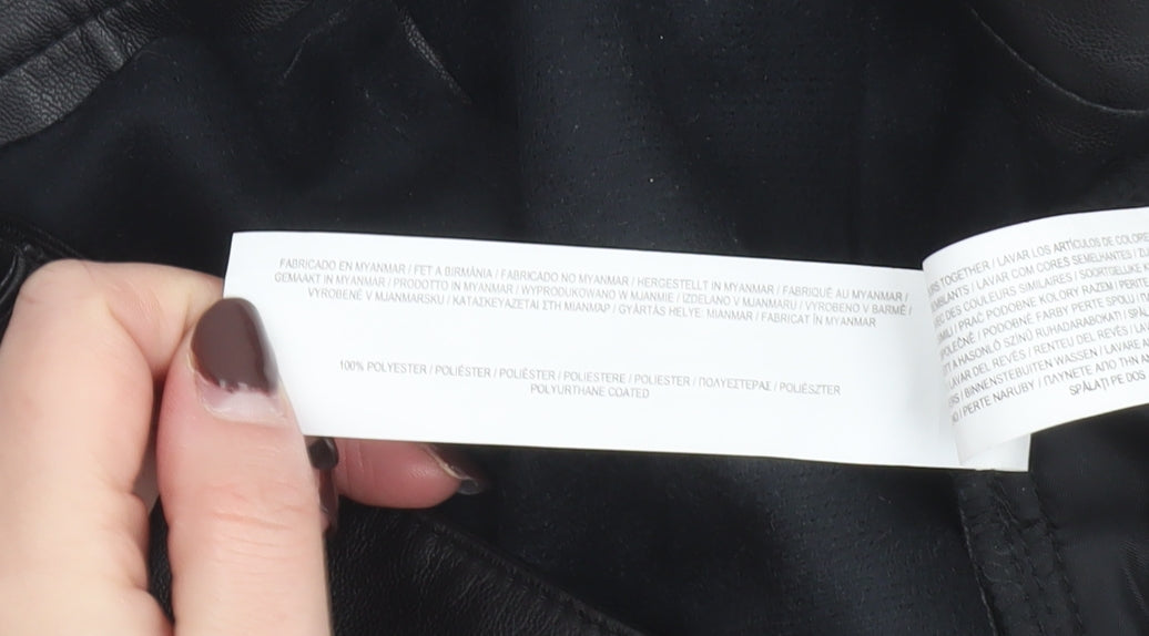 Primark Women's Black Faux Leather Chino Shorts Size 14