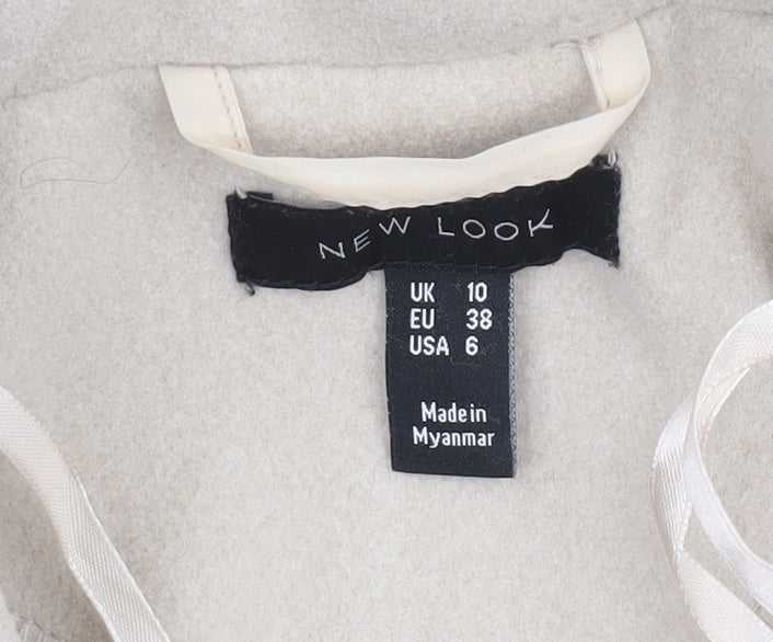 New Look Women Beige Belted Long Coat Size 10 Wool Blend