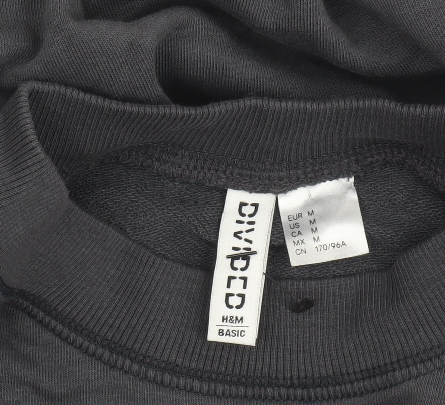 H&M Divided Women Black Cropped Pullover Sweatshirt Size 12