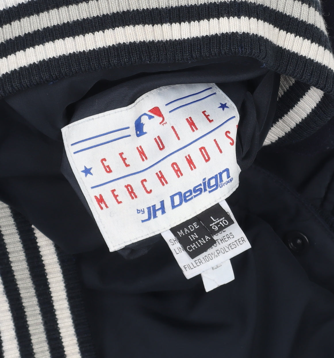 JH Design Men’s Blue Varsity Jacket Large Wool Lined New York Yankees