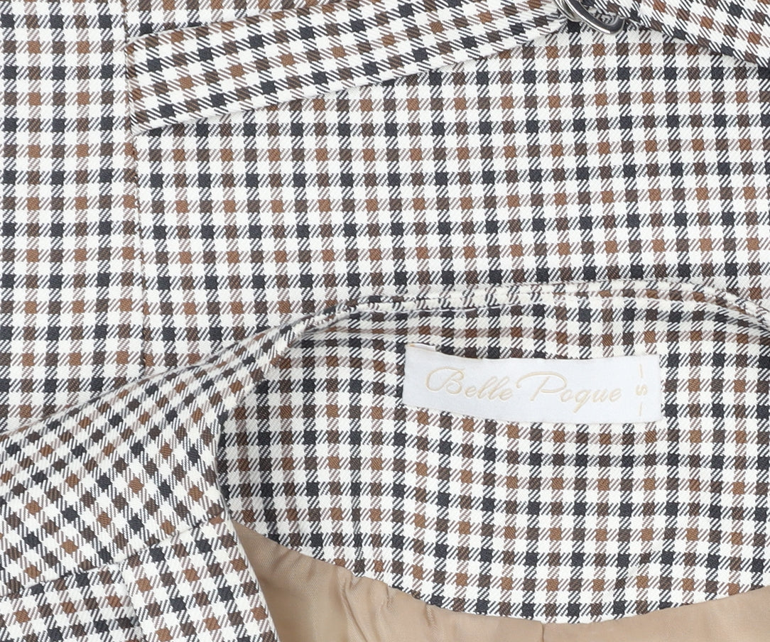 Belle Poque Men's Beige Check Slim Fit Waistcoat Size S