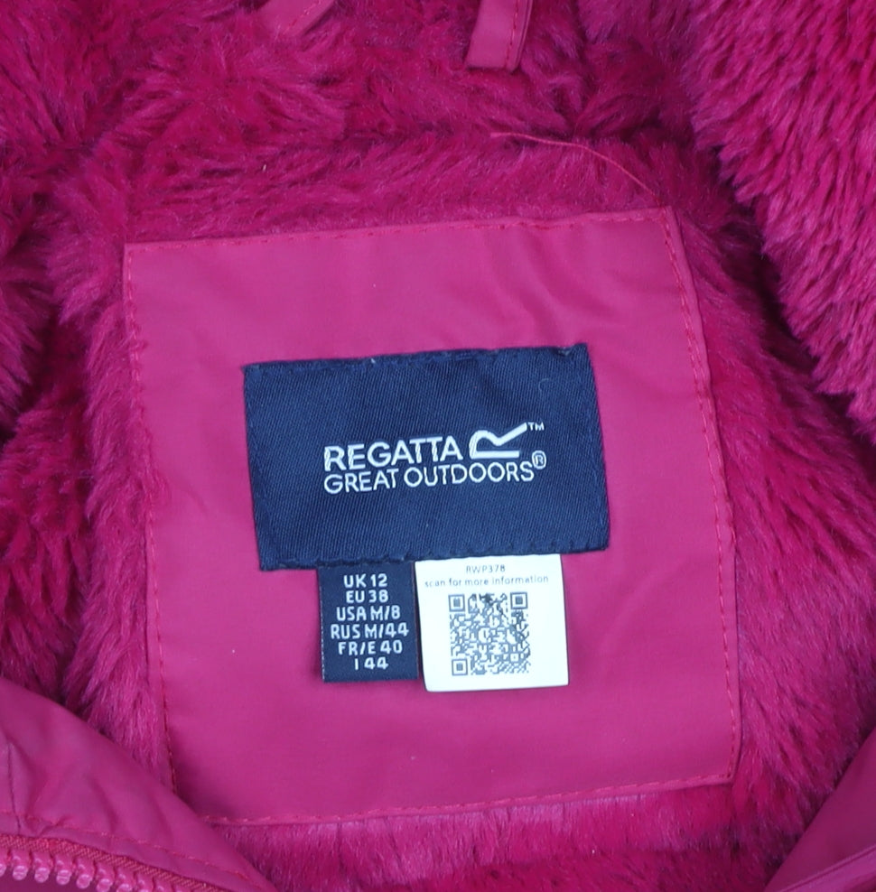 Regatta Womens Pink Waterproof Hooded Mid-Length Jacket UK 12