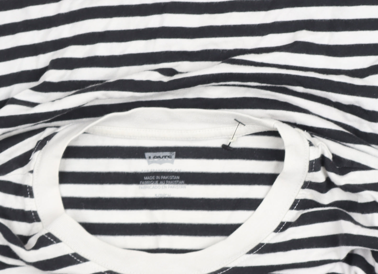 Levi's Women's Black & White Striped Cropped Long Sleeve T-Shirt Size S