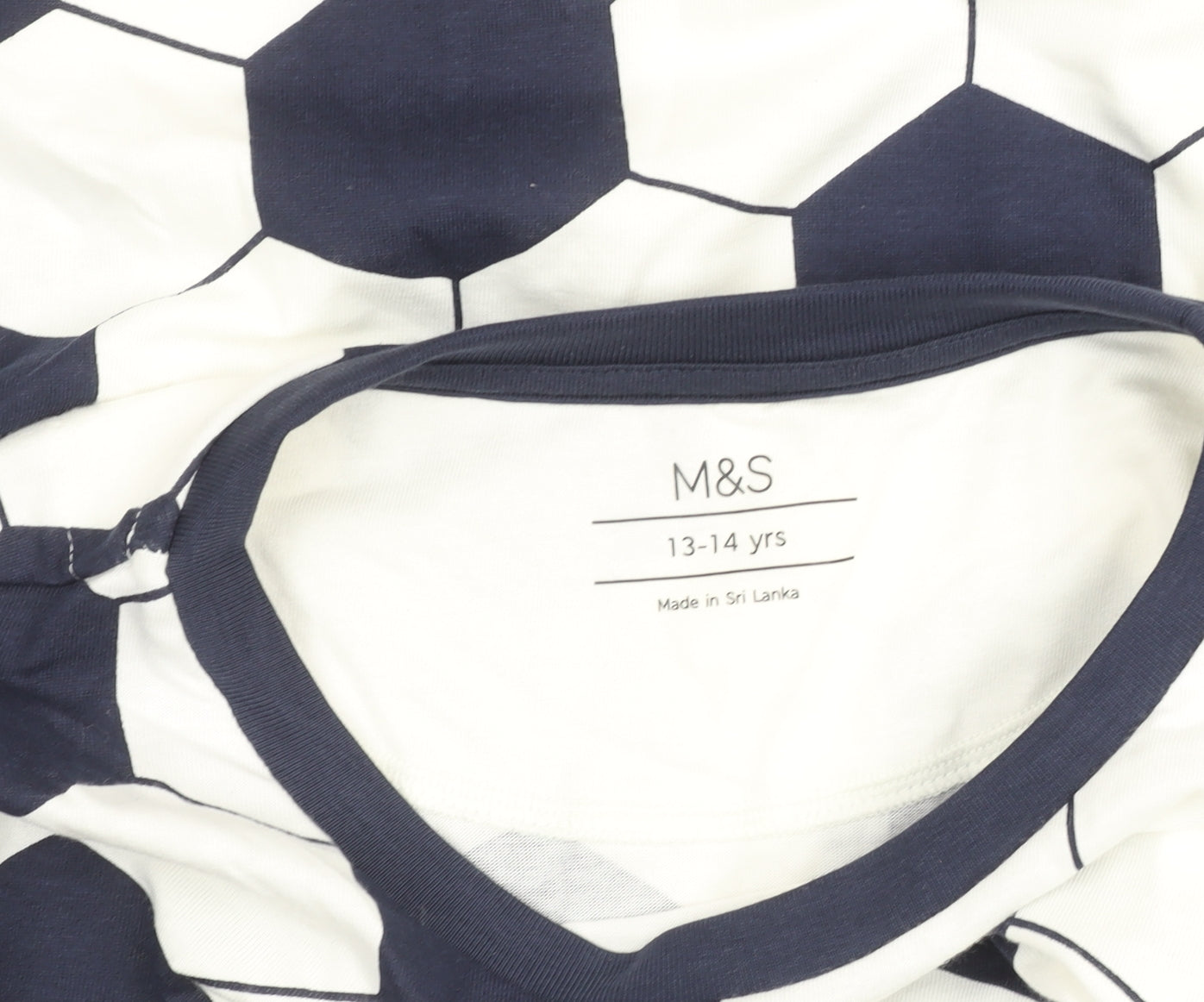 Marks and Spencer Boys Black & White Long Sleeve Cotton Sports T-Shirt 13-14 Yrs