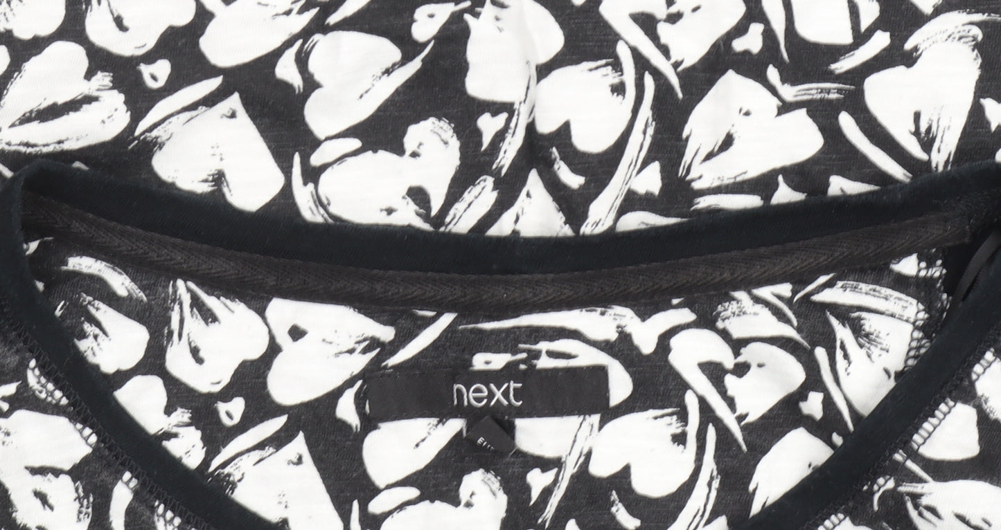 Next Women’s Black Floral Cotton 3/4 Sleeve T-Shirt Size 14