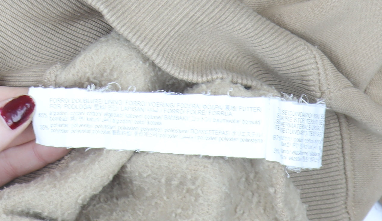 ZARA Girls Beige Pullover Hoodie 8-9 Years Hooded Fleece Lined Sweatshirt