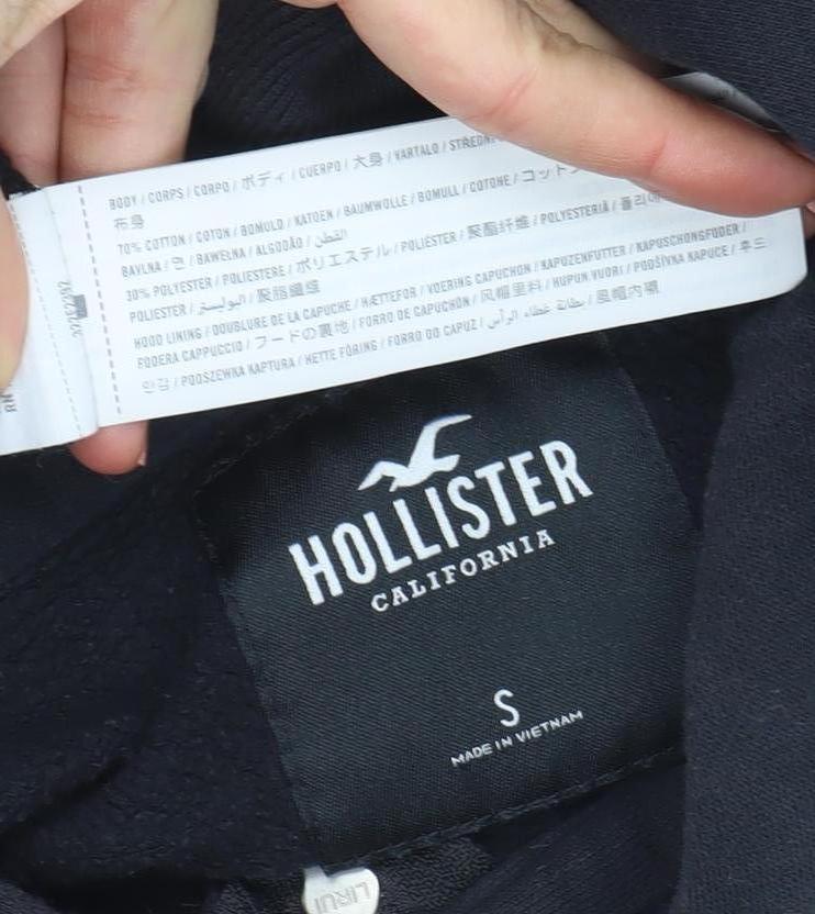 Hollister Men’s Black Full Zip Hoodie S Regular Fit Fleece Lined