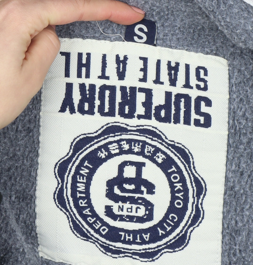 Superdry Men's Blue Full Zip Hoodie Size S Athletic Graphic