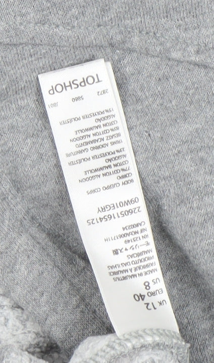 Topshop Women Grey Full Zip Hoodie UK 12 Cotton Blend Casual