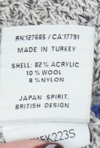 Superdry Women's Grey Fair Isle Knit Crew Neck Jumper Size S