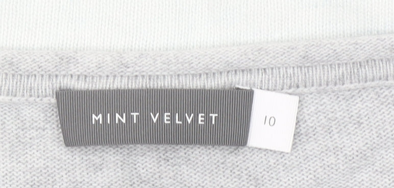 Mint Velvet Women's Grey Size 10 Cotton Cashmere Boat Neck Jumper